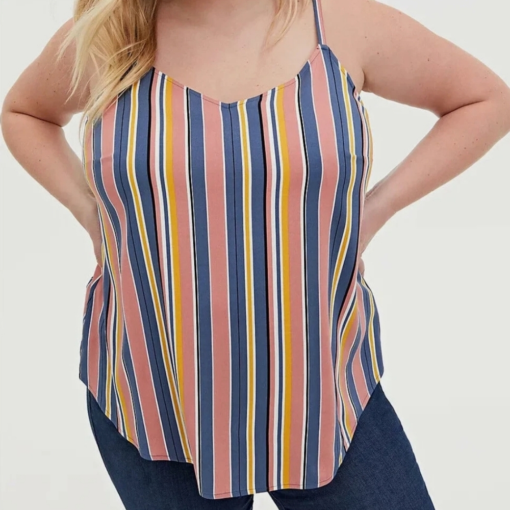 NWT TORRID 2x Striped Multicolor Women's Top Blouse Swing Cami Tank